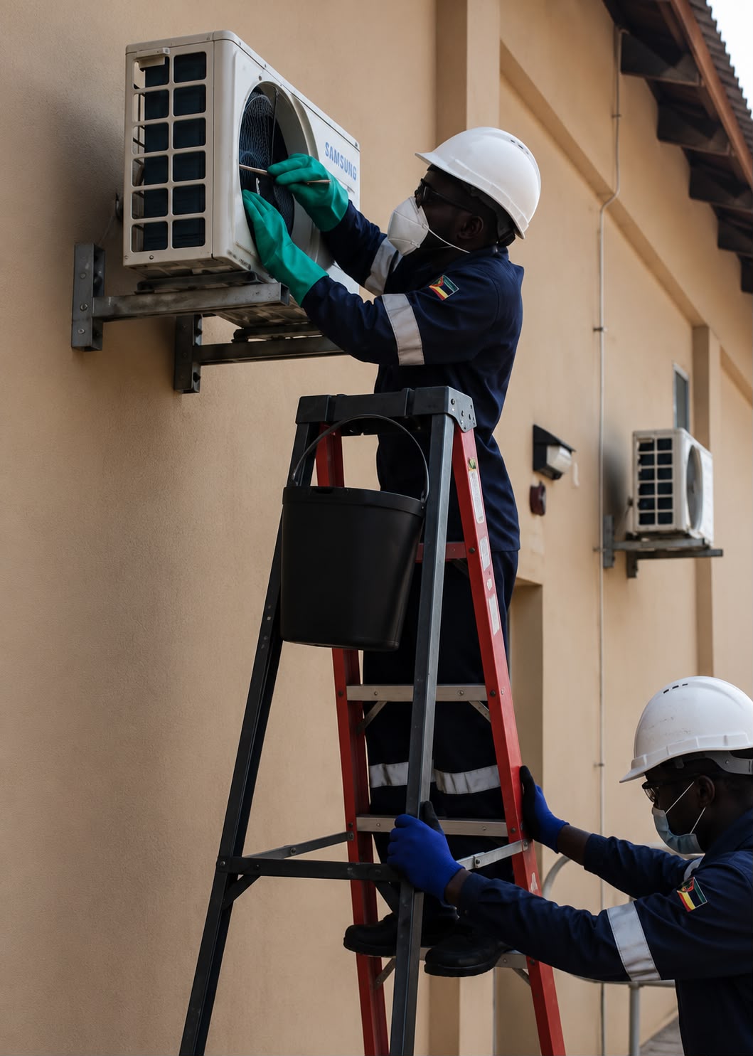 SASOL technician servicing wall-mounted air conditioner